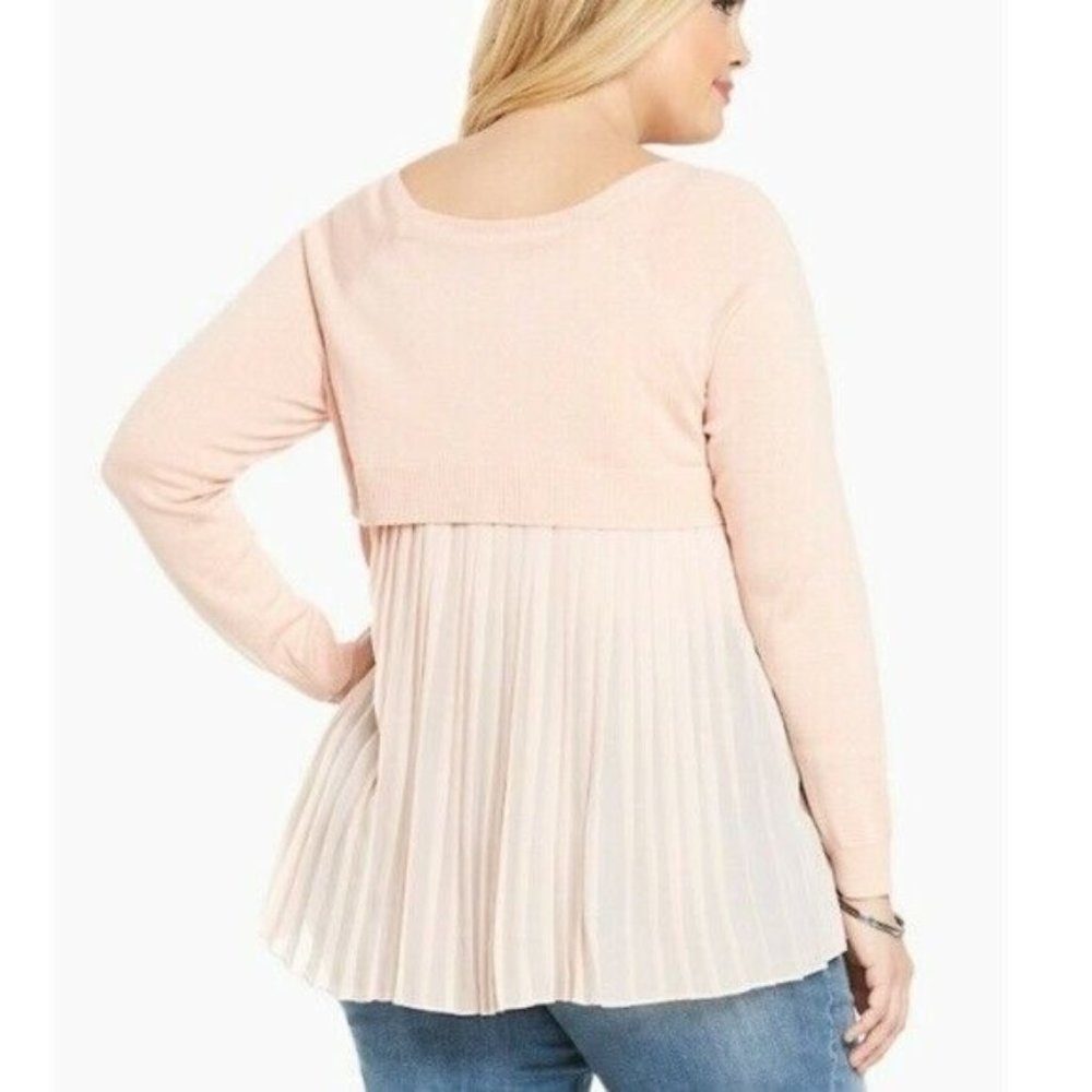Torrid Soft Pink Pleated Chiffon Back Sweater 2X - Picture 1 of 12